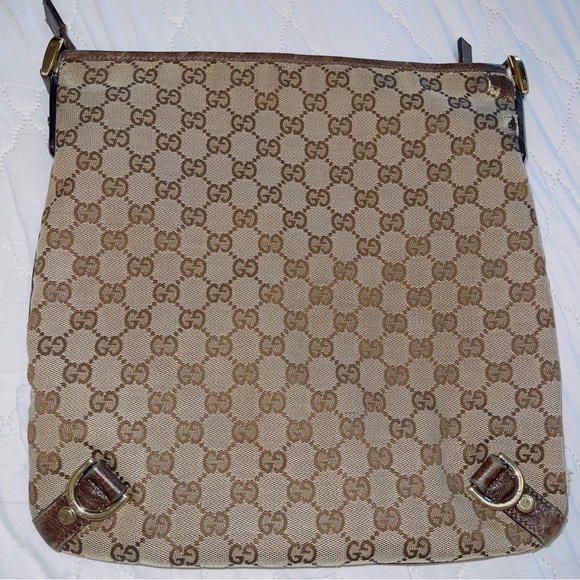 Gucci Logo Abbey GG Pattern D-Ring Canvas/Leather Crossbody Shoulder Bag Brown - Picture 2 of 16